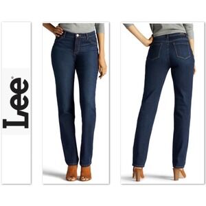Lee Platinum Label Classic Fit Straight Leg Jeans Dark Wash High Rise Women 14 M